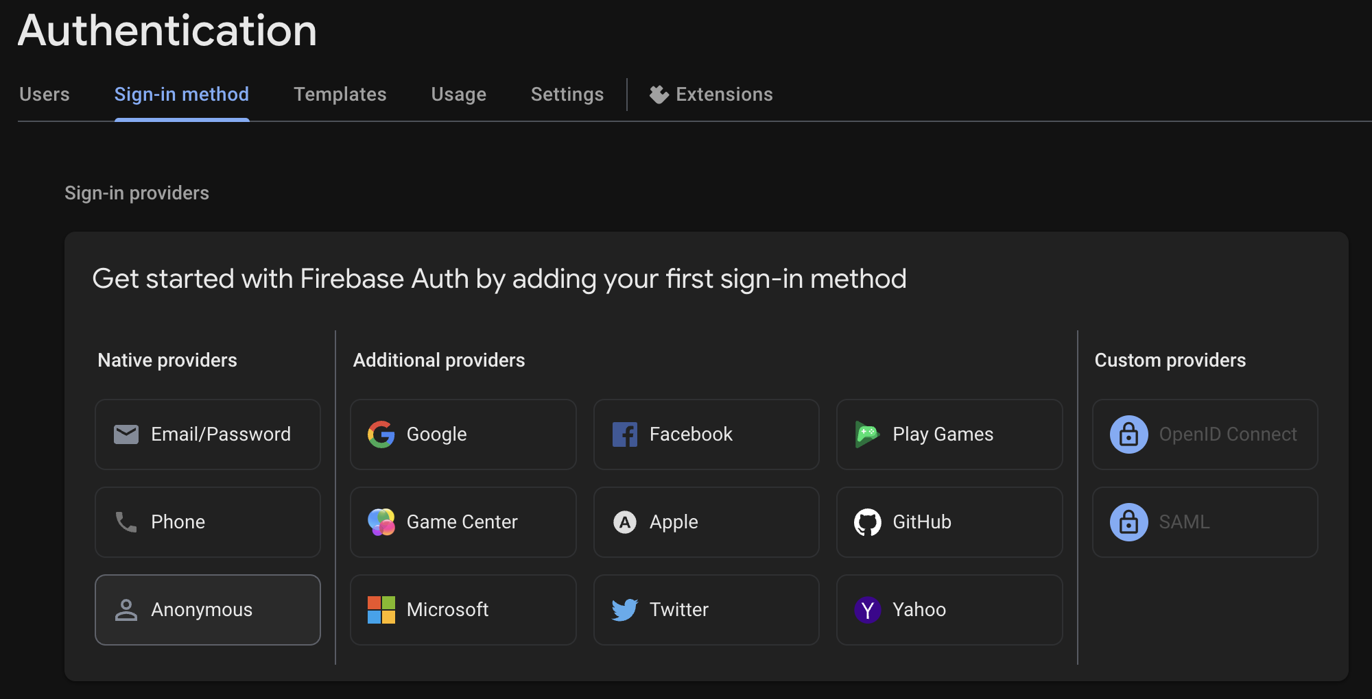 Firebase enable anonymous authentication